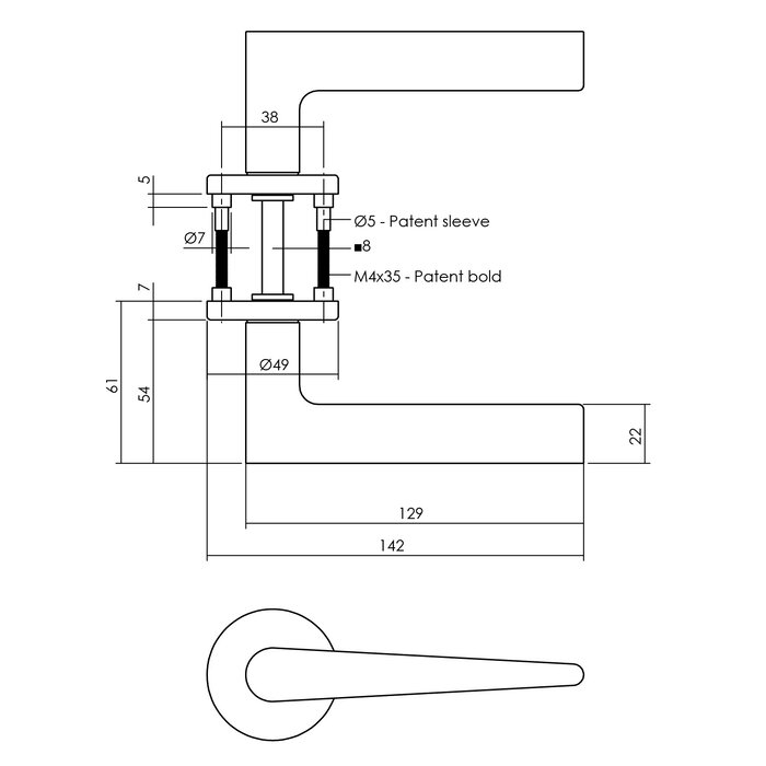 Intersteel Intersteel door handle TIGA on round rosette anthracite gray