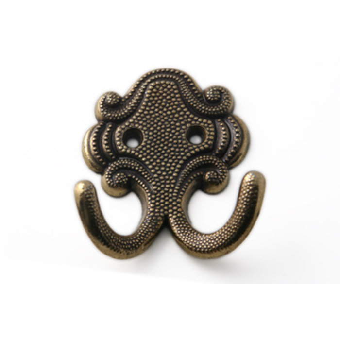 I.B.E. Patère double en zamac largeur 58 mm 2 trous horizontal bronzé