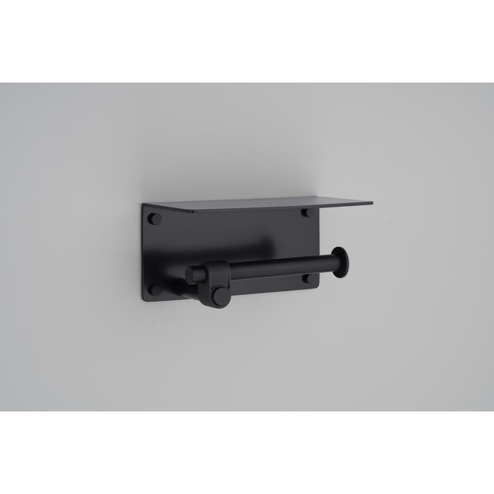Buster+Punch Porte-rouleau de papier toilette noir solide avec étagère de Buster&Punch au look industriel