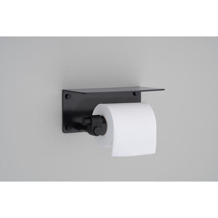 Buster+Punch Massieve zwarte toiletrolhouder met plankje van Buster&Punch met industriële look