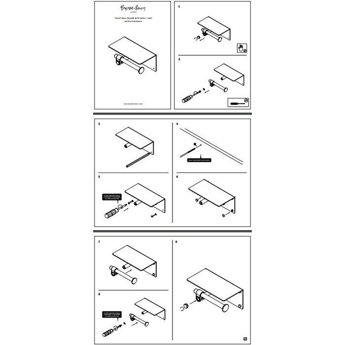 Buster+Punch Massieve zwarte toiletrolhouder met plankje van Buster&Punch met industriële look