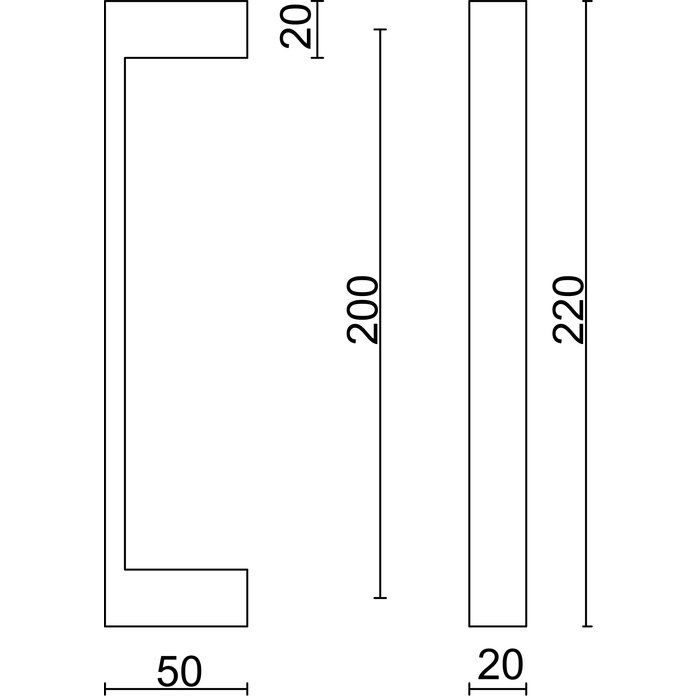 HDD Black door handle COSMIC 20/200 - UV Structure with continuous fixing
