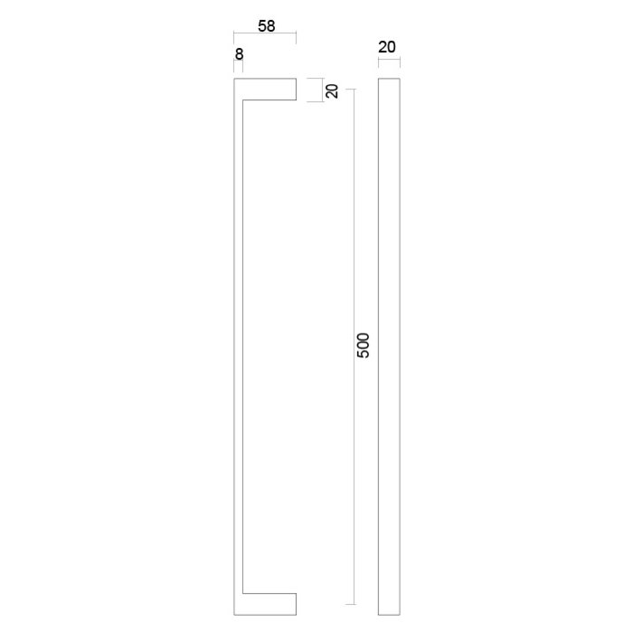 HDD Schwarzer Türgriff COSMIC 20/500 - UV-Struktur - Paar für Türstärke >3 CM