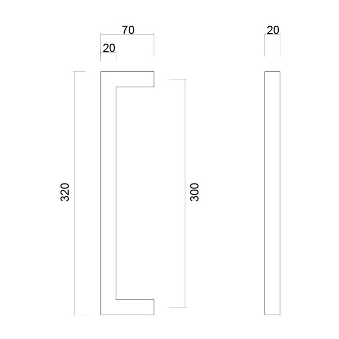 HDD Zwarte deurgreep CUBICA 20/300 met UV Structuur coating - paar voor glas