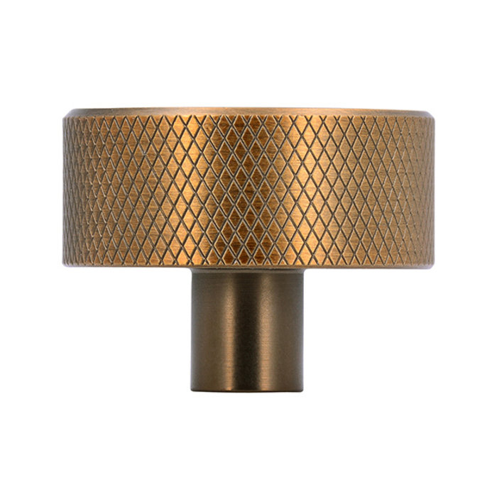 I.B.E. Round furniture knob Ø 33 mm ribbed Antique brass brushed