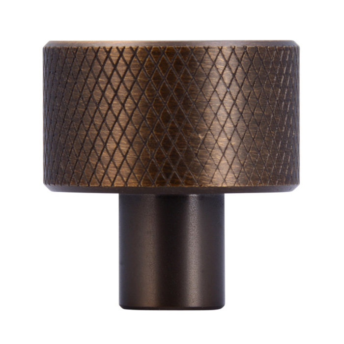 I.B.E. Round furniture knob Ø 24 mm ribbed Antique brass brushed