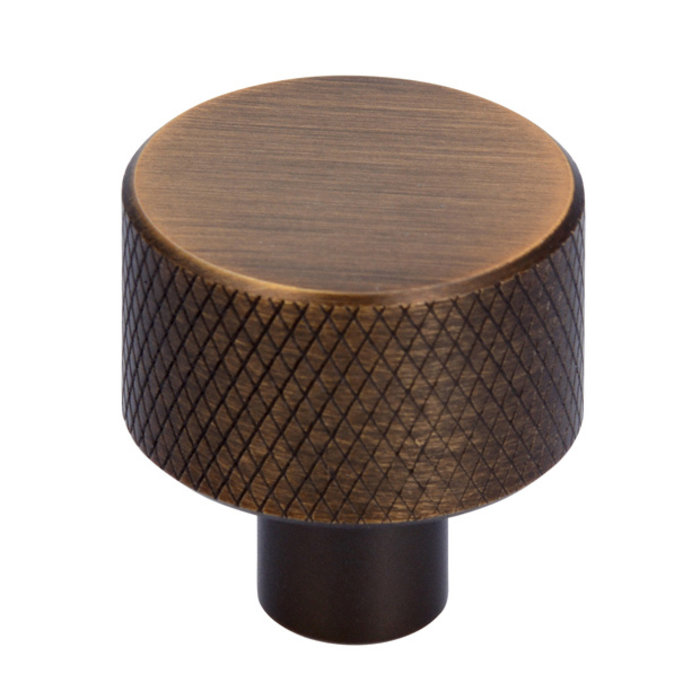 I.B.E. Bouton de meuble rond Ø 24 mm strié Laiton antique brossé