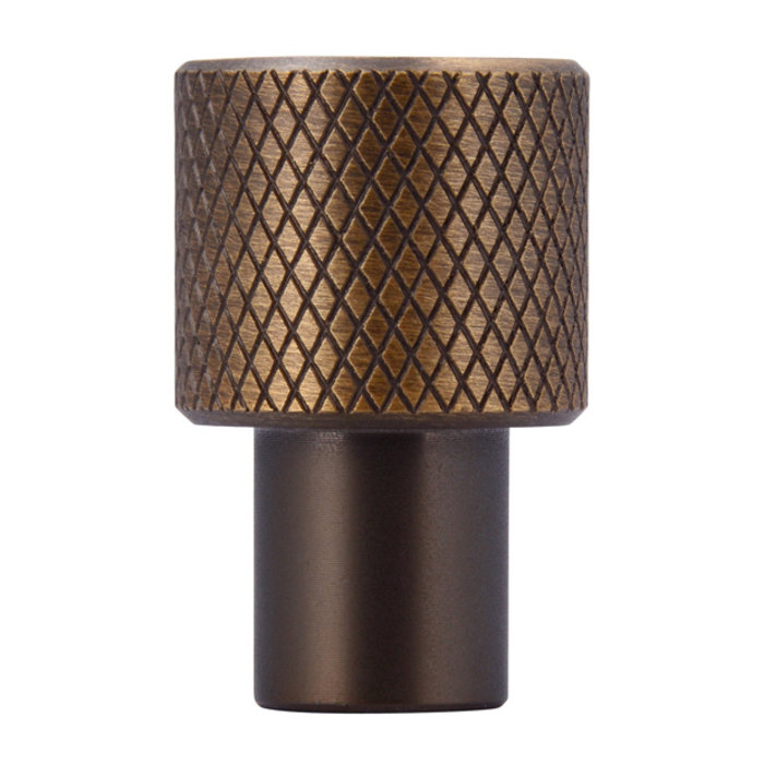 I.B.E. Round furniture knob Ø 16 mm ribbed antique brass brushed