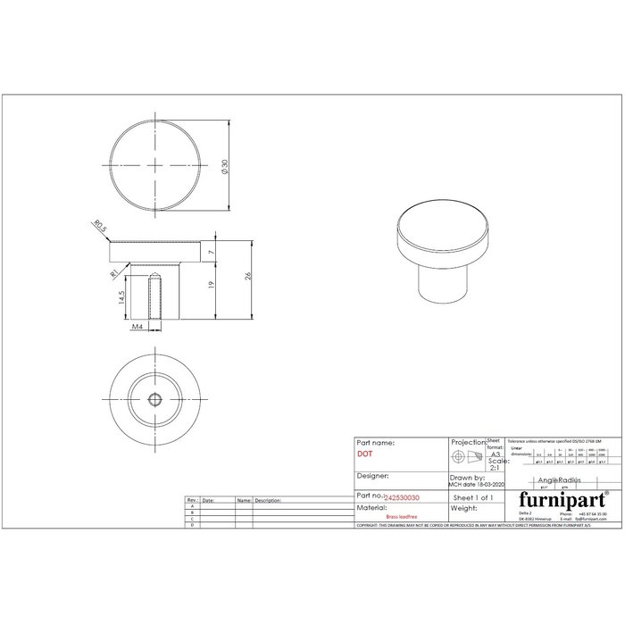 Furnipart Furnipart furniture knob DOT Ø 30 mm stainless steel look