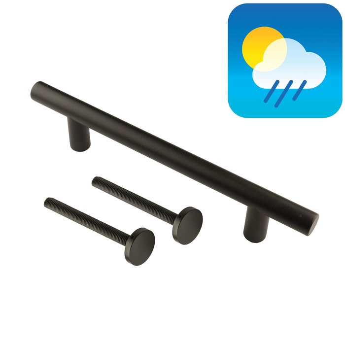 HDD Poignée de porte noire T 20/200/300 - Revêtement UV Structure avec fixation continue