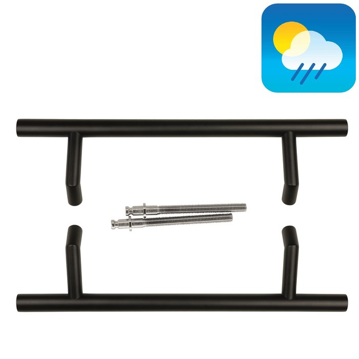 HDD Zwarte deurgreep STCOT 25/300/460 - UV Structuur - paar voor deurdikte >3 CM