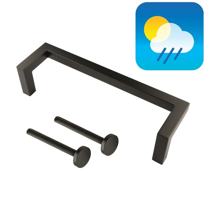 HDD Poignée de porte noire SQUARE D 20/300 - Revêtement UV structuré avec fixation continue