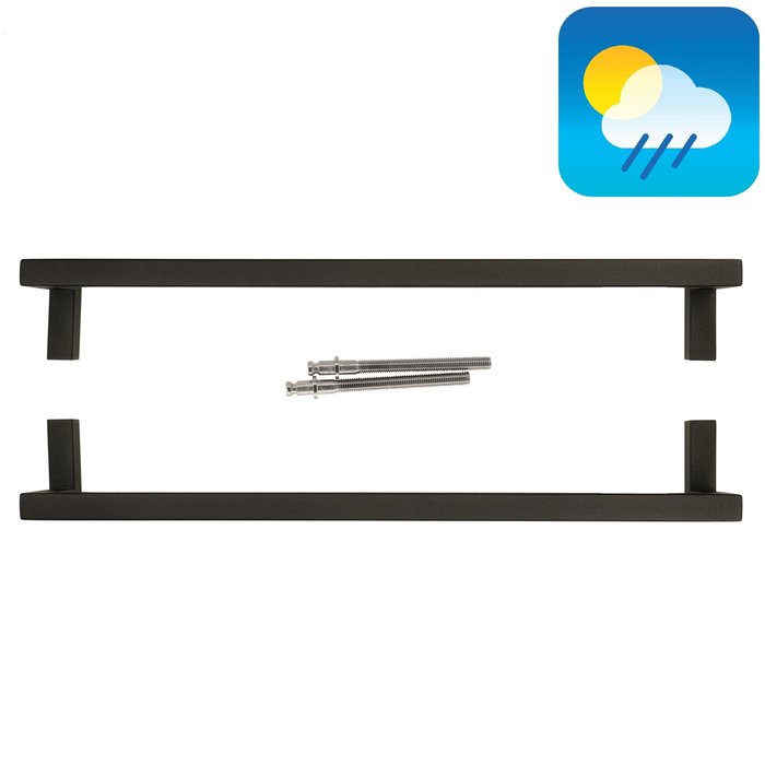 HDD Zwarte deurgreep SQUARE D 20/500 - UV Structuur - paar voor deurdikte >3 CM