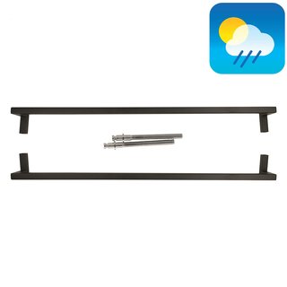 HDD Zwarte deurgreep SQUARE D 20/800 - UV Structuur - paar voor deurdikte >3 CM