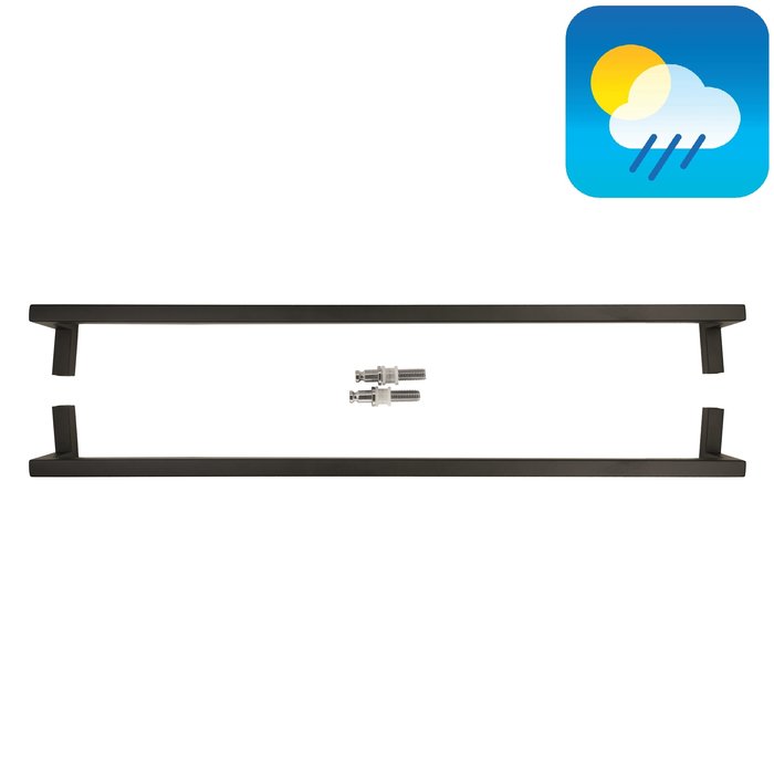 HDD Zwarte deurgreep SQUARE D 20/800 - UV Structuur - paar voor glas