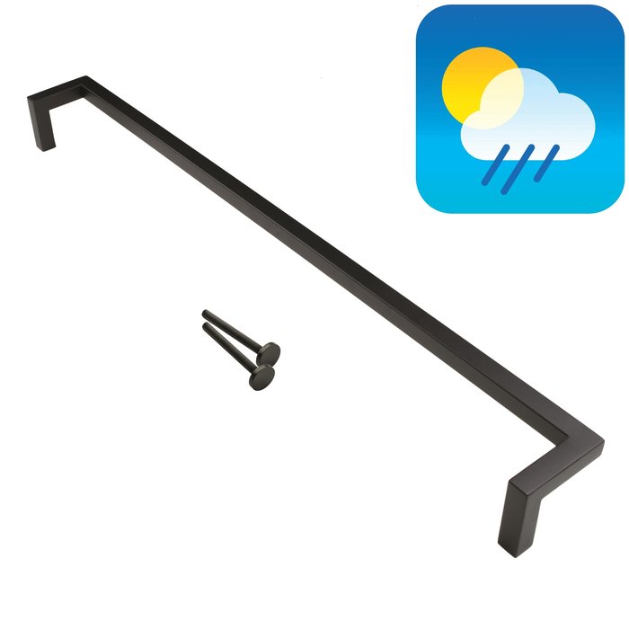 HDD Zwarte deurgreep SQUARE D 20/800 - UV Structuur coating met doorgaande bevestiging