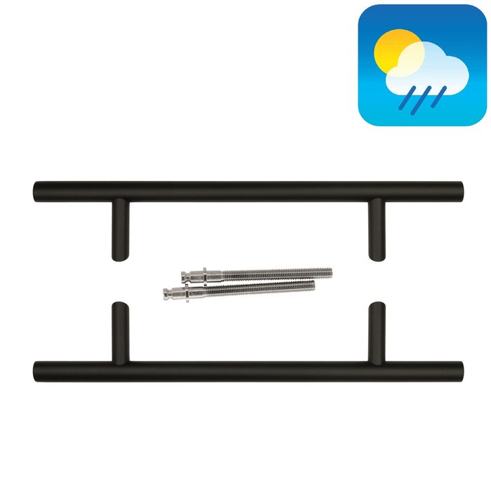 HDD Poignée de porte noire ST 25/300/500 - Structure UV - paire pour épaisseur de porte >3 CM