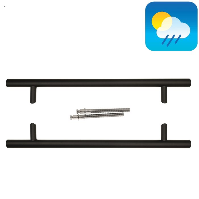 HDD Zwarte deurgreep ST 32/500/700 - UV Structuur - paar voor deurdikte >3 CM