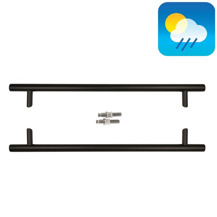 HDD Zwarte deurgreep ST 32/650/810 - UV Structuur -paar voor glas