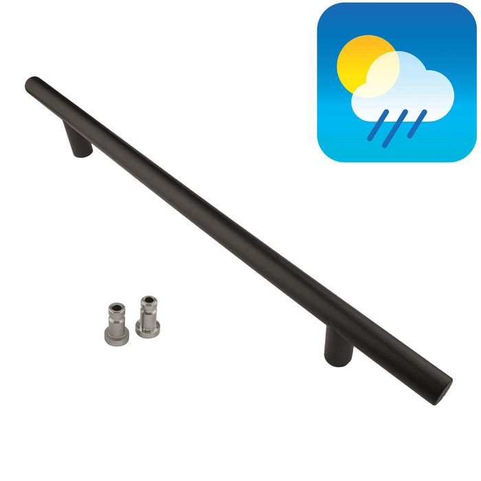 HDD Zwarte deurgreep T 20/340/500 - UV Structuur coating met blinde bevestiging