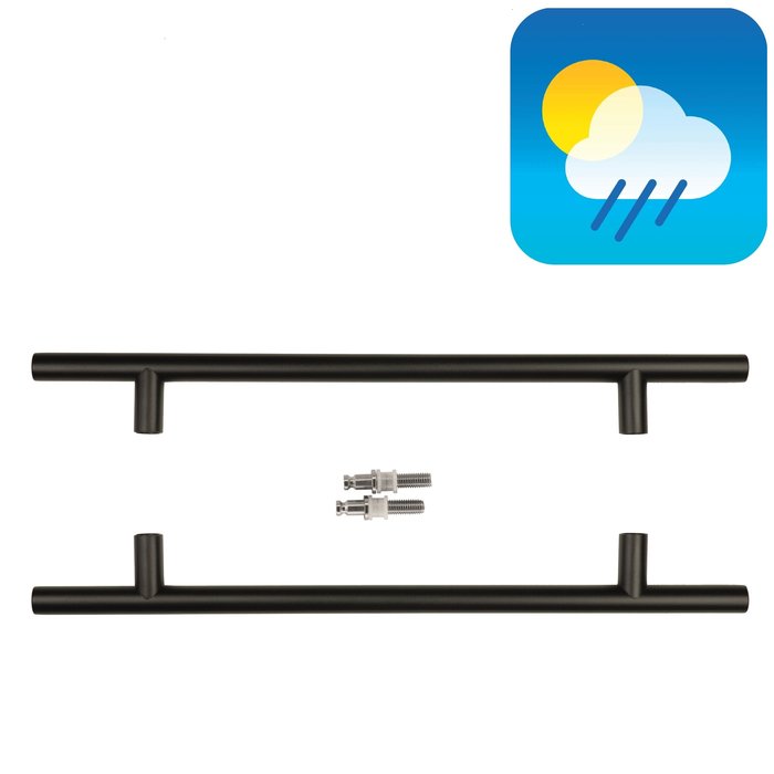 HDD Zwarte deurgreep T 20/340/500 - UV Structuur - paar voor glas