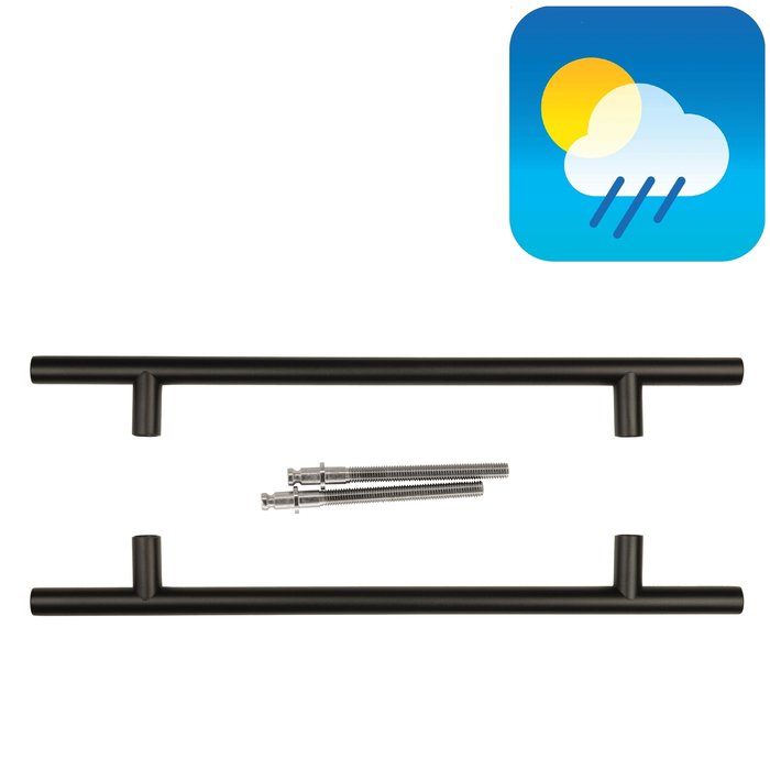 HDD Black door handle T 20/340/500 - UV Structure - pair for door thickness >3 CM