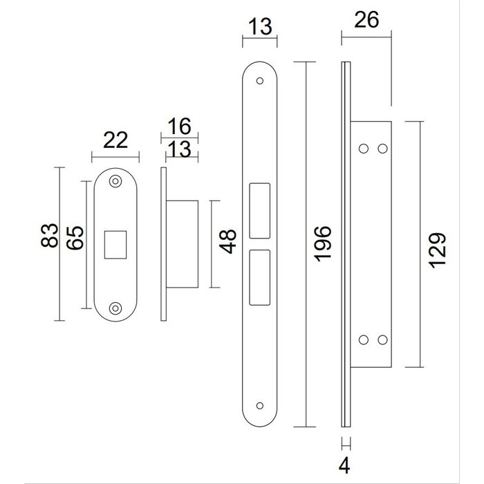 AGB Magnetic lock Touch AGB stainless steel look + counter plate