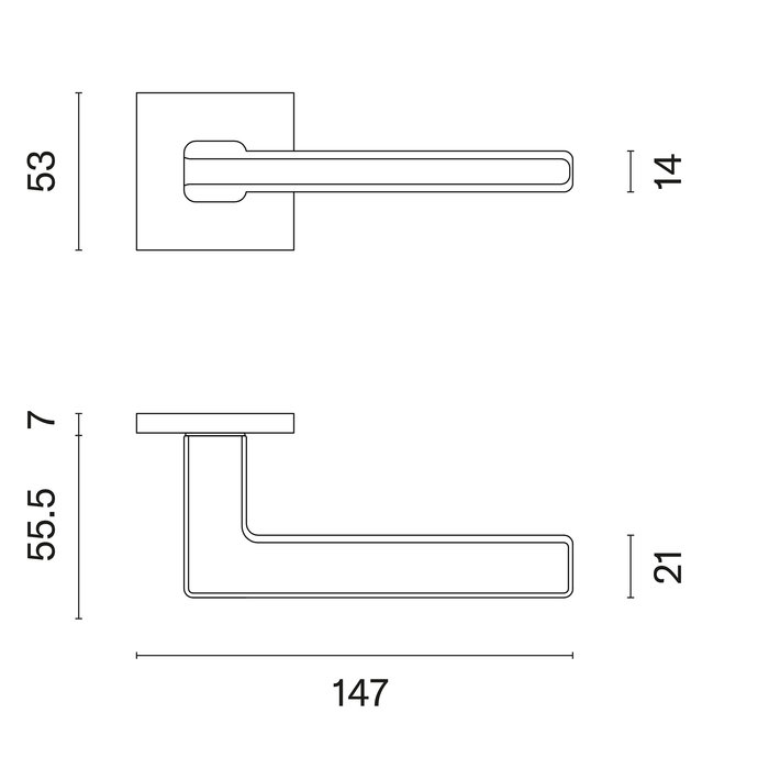STILE Stile deurklinken ARTA vierkant 53x53x7 mm Mat nikkel