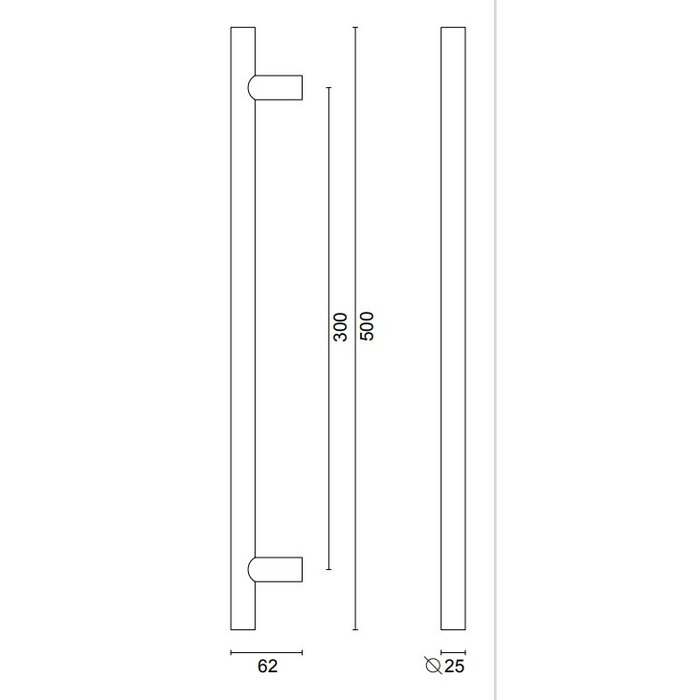 HDD Black door handle T 25/300/500 - UV Structure coating with continuous attachment