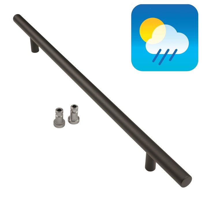 HDD Zwarte deurgreep T 25/500/700 - UV Structuur coating met blinde bevestiging