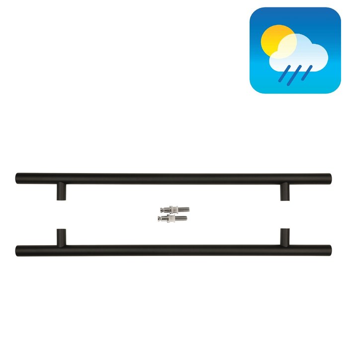 HDD Poignée de porte noire T 25/500/700 - Structure UV - paire pour verre