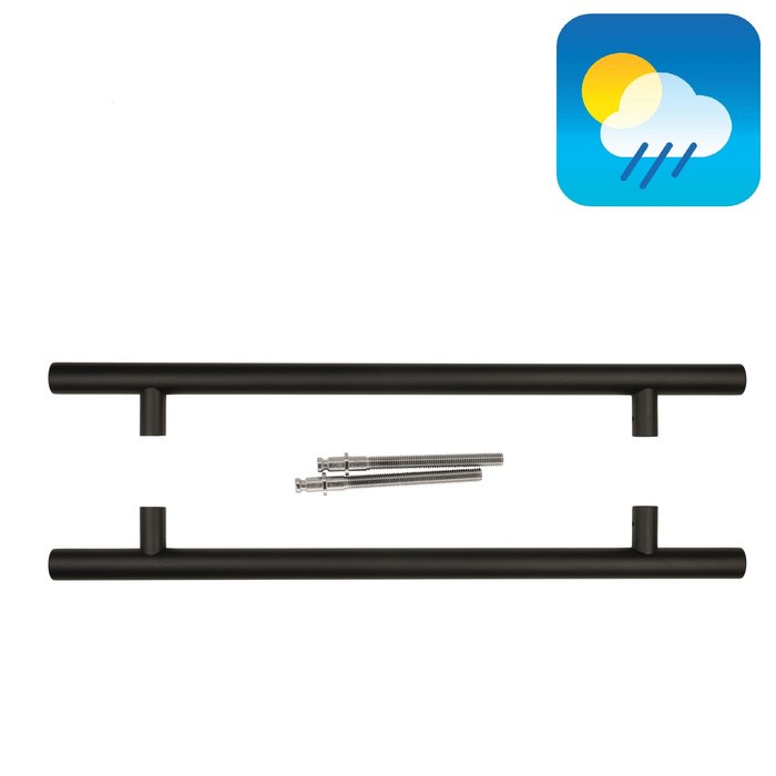 HDD Poignée de porte noire T 32/500/700 - Structure UV - paire pour épaisseur de porte >3 CM