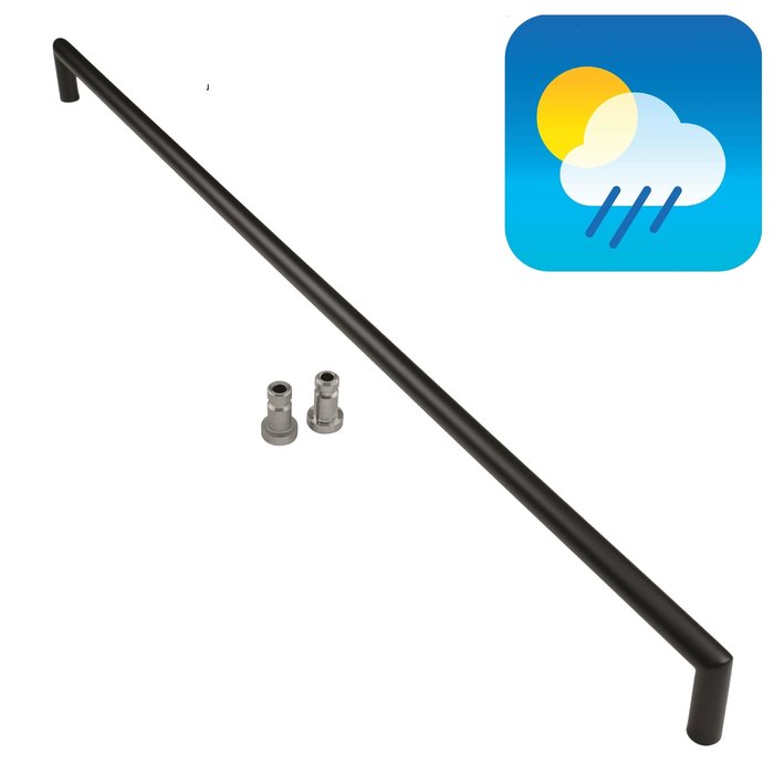 HDD Poignée de porte noire URG 20/1000 - Revêtement structuré UV avec montage en aveugle