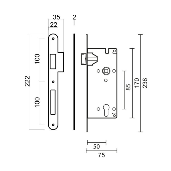 AGB  Slot AGB wit cylinder 85mm
