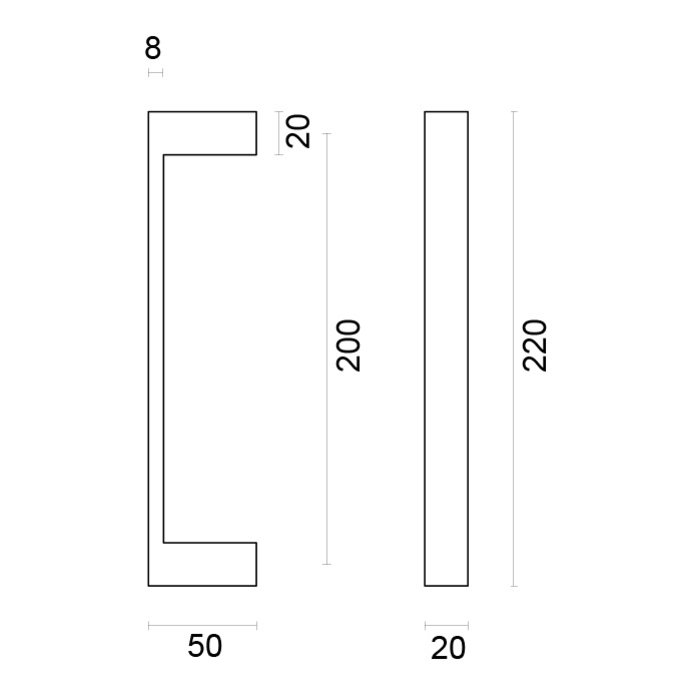 HDD Poignées de porte COSMIC 20/200 en acier inoxydable or mat - paire pour épaisseur de porte >3CM