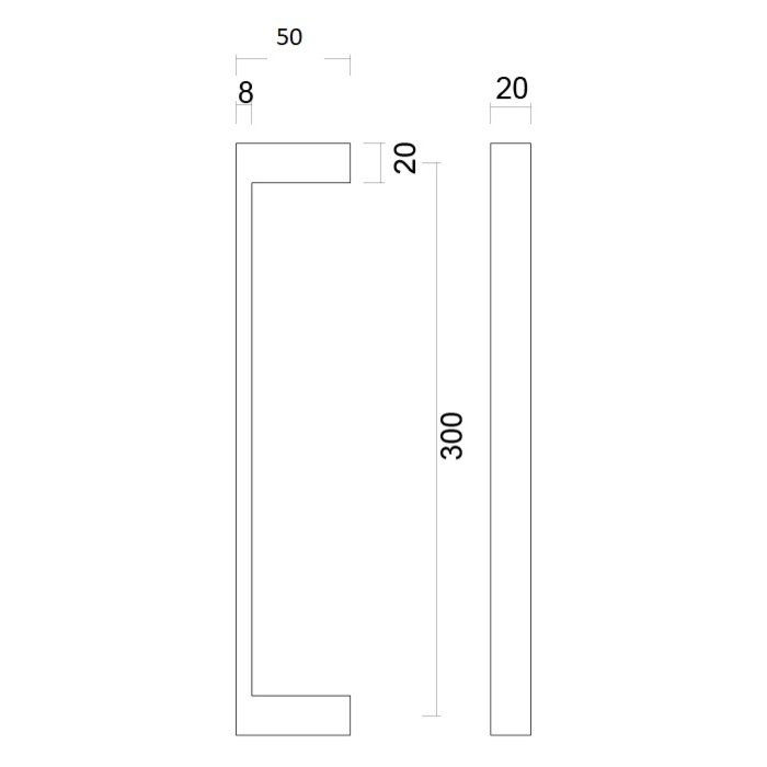 HDD Poignées de porte COSMIC 20/300 en acier inoxydable or mat - paire pour épaisseur de porte >3CM