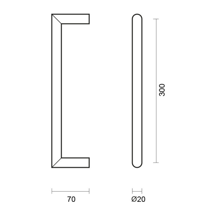 HDD Deurgrepen URG 20/ 300  RVS mat goud - paar voor glazen deur