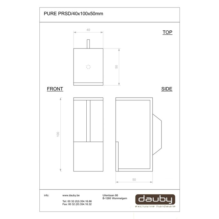 Dauby Sliding door bowl PRSD raw bronze polished RBP 40x100x50mm