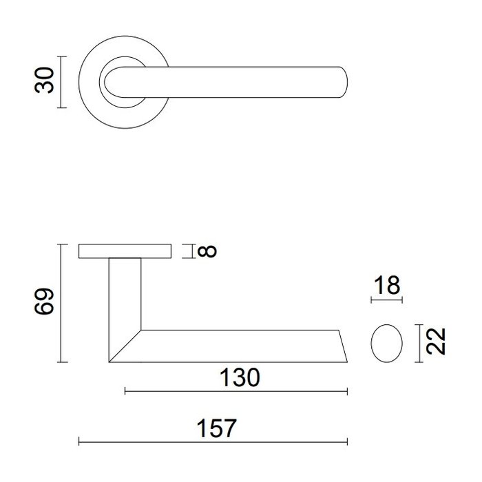 HDD Black oval door handles ELLIPS