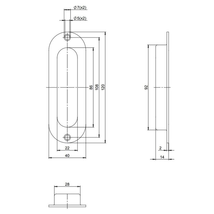 Assa Abloy Kappenschale 120x40x14mm mit 2 Schraublöchern