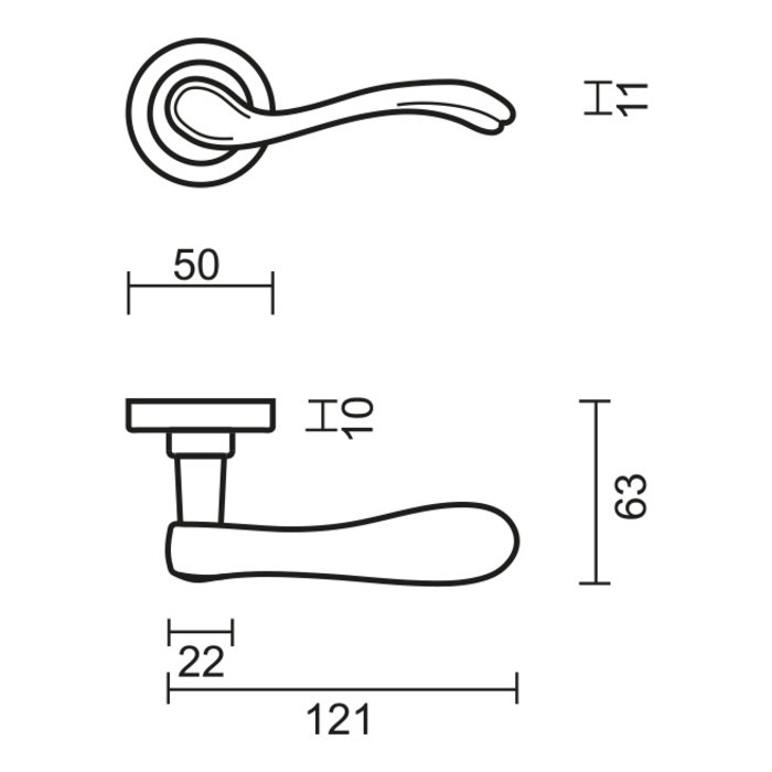HDD Black curved door handles ERICA