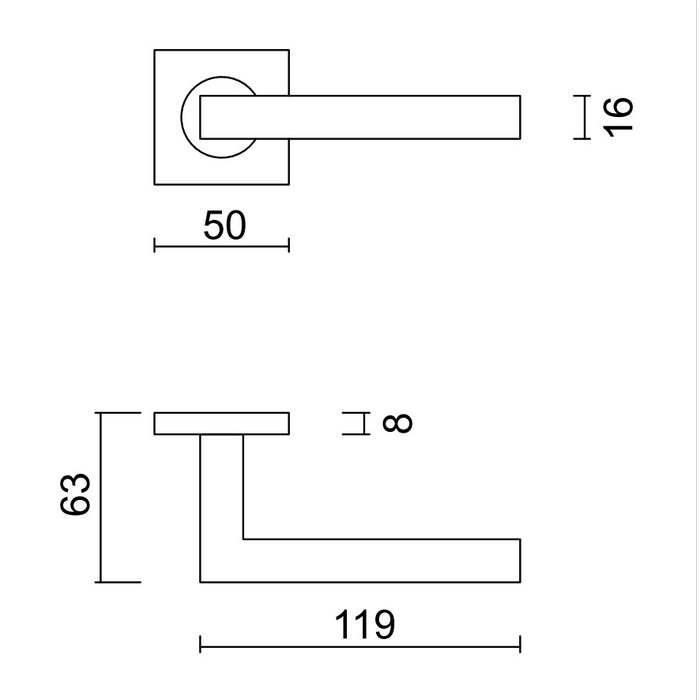 HDD Zwarte deurklinken KUBIC SHAPE 16mm - UV Structuurlak