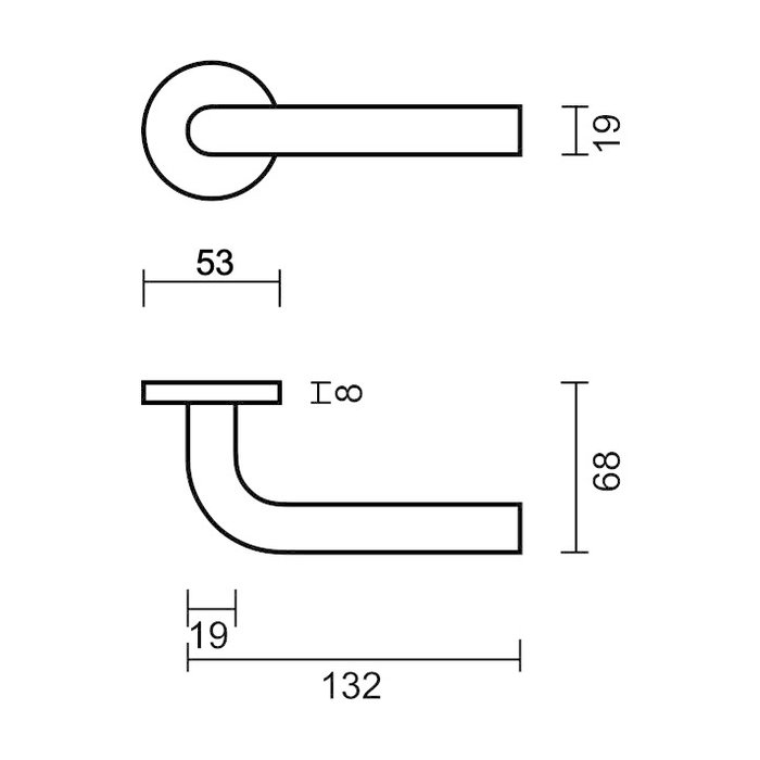 HDD Zwarte deurklinken L - SHAPE 19mm  - UV Structuur - class 3