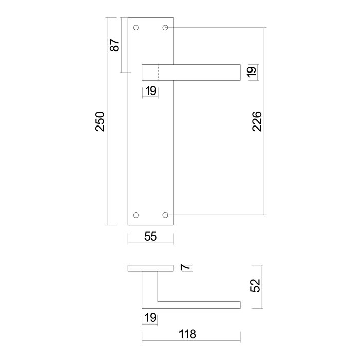 HDD Poignée de porte noire COSMIC sur plaque - avec laque structurée UV