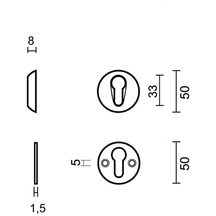 HDD Zwarte veiligheidscilinderplaatjes  8 mm - UV structuur - PZ