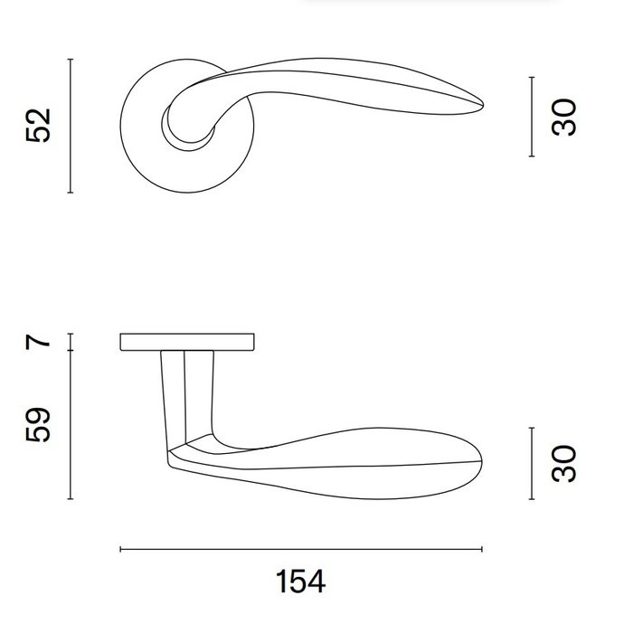 Aprile Solid gold polished PVD Aprile door handles GERBERA round Ø 52x7 mm