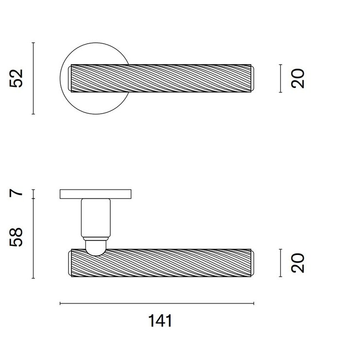 Aprile Matt black solid Aprile door handles KERRIA Ø 52x7 mm