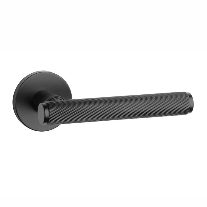 Aprile Matt black solid Aprile door handles KERRIA Ø 52x7 mm