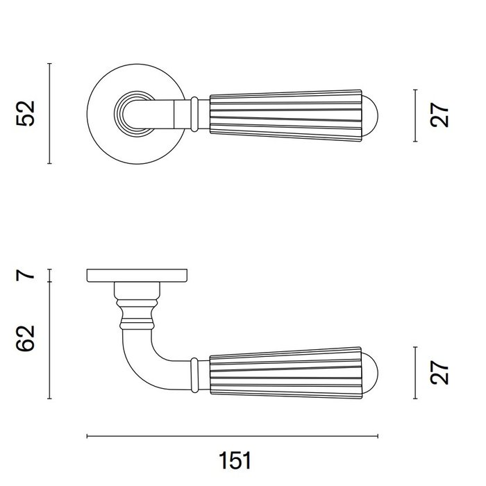 Aprile Solid gold polished PVD Aprile door handles UTRICA round Ø 52x7 mm