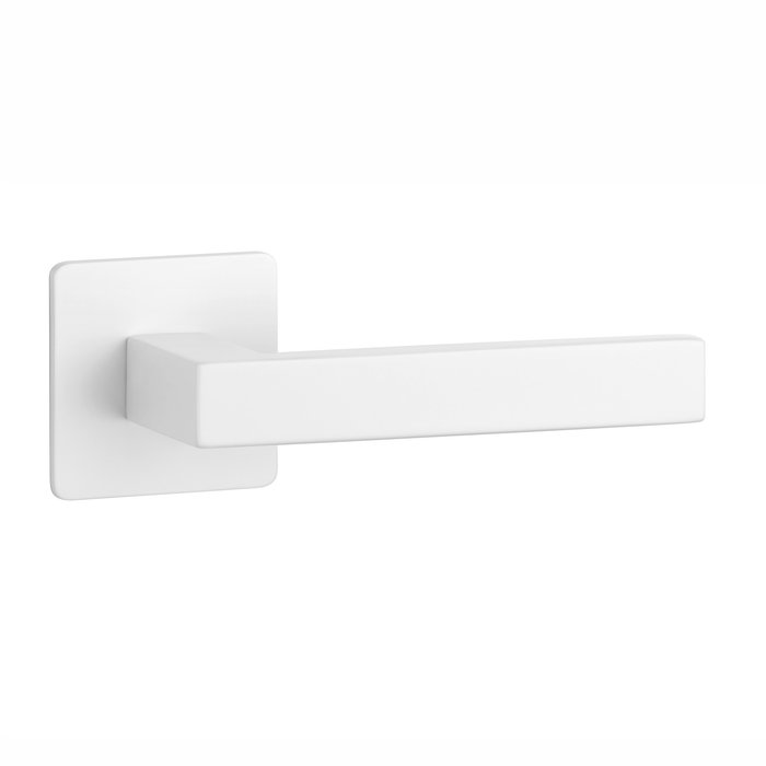 STERK Weiße quadratische Türgriffe KVADRAT 1760 auf ultradünnen 3-mm-Rosetten